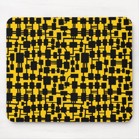Abstraktes Netzwerk - Schwarz auf Bernstein FFCC00 Mousepad (Vorne)