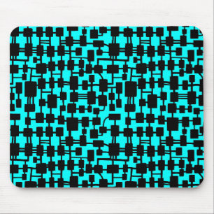 Abstraktes Netzwerk - Schwarz auf Cyan 00FFFF Mousepad