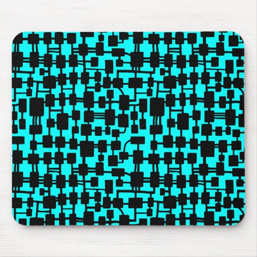 Abstraktes Netzwerk - Schwarz auf Cyan 00FFFF Mousepad (Vorne)