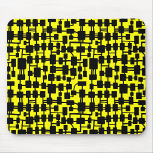Abstraktes Netzwerk - Schwarz auf Gelb FFFF00 Mousepad