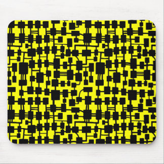 Abstraktes Netzwerk - Schwarz auf Gelb FFFF00 Mousepad