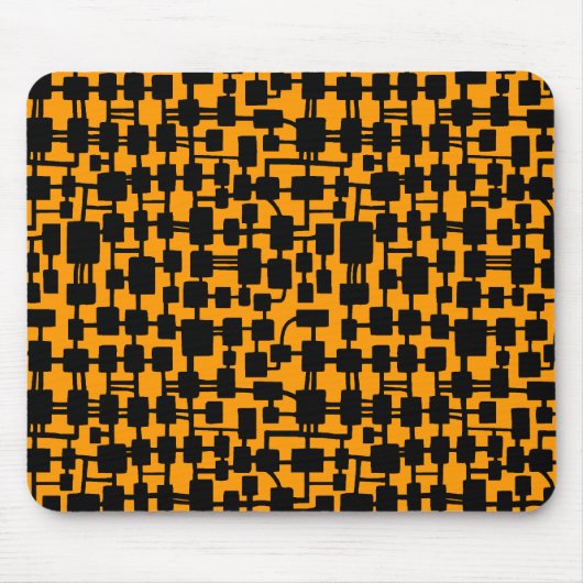 Abstraktes Netzwerk - Schwarz auf Orange FF900 Mousepad (Vorne)