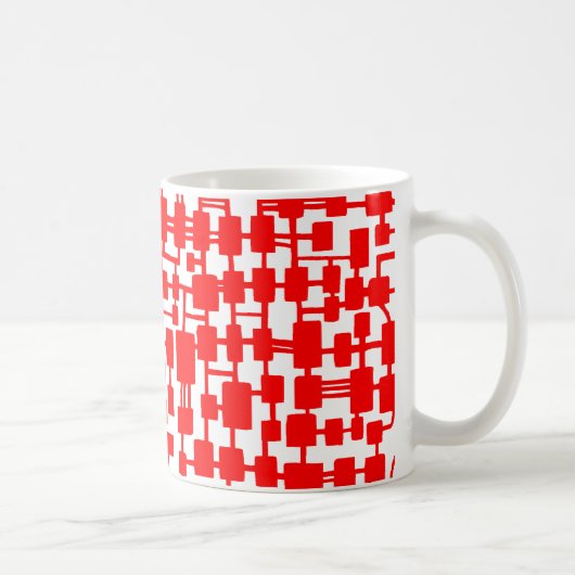 Abstraktes Netzwerk - Schwarz auf Rot Kaffeetasse (Rechts)