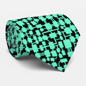 Abstraktes Netzwerk - Türkisblau auf Schwarz Krawatte (Gerollt)