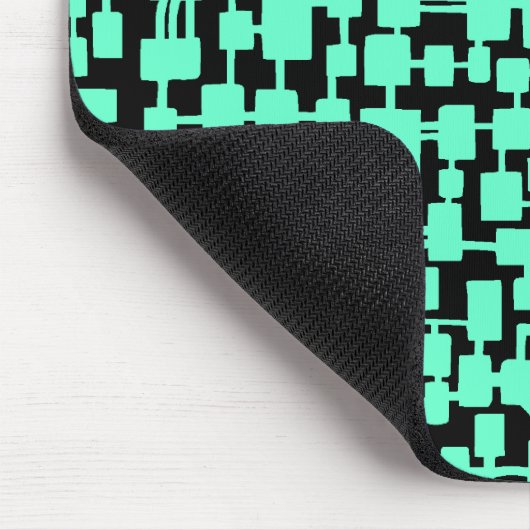 Abstraktes Netzwerk - Türkisblau auf Schwarz Mousepad (Ecke)