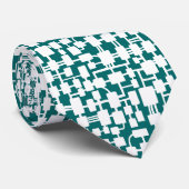 Abstraktes Netzwerk - Weiß auf Aquamarin 006666 Krawatte (Gerollt)