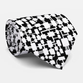 Abstraktes Netzwerk - Weiß auf Schwarz Krawatte (Gerollt)