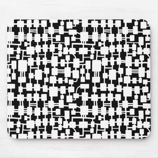 Abstraktes Netzwerk - Weiß auf Schwarz Mousepad (Vorne)