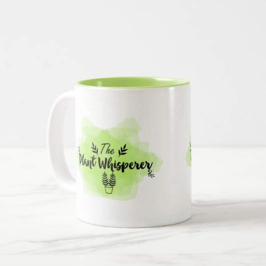 Abstraktes neues Grün, das den PflanzeWhisperer Zweifarbige Tasse (Vorderseite Links)