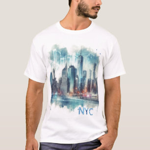 Abstraktes New York City Aquarell T-Shirt