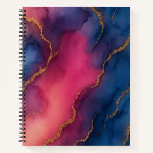 Abstraktes Notebook aus rosa blauem Gold-Marmor Notizblock