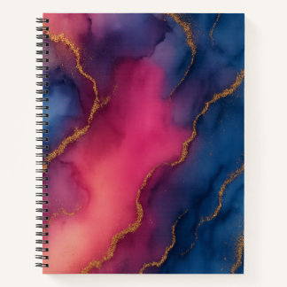Abstraktes Notebook aus rosa blauem Gold-Marmor Notizblock