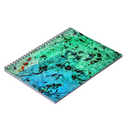 Abstraktes Notebook, grün abstrakt, gebrannt Notizblock (Linke Seite)