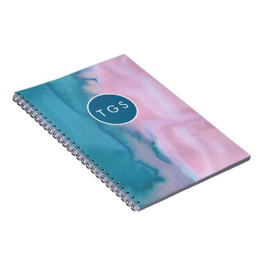 Abstraktes Notebook mit rosa Aquarellfarben Notizblock (Rechte Seite)