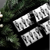 Abstraktes Nutcracker-Muster aus Schwarz und Weiß Geschenkpapier