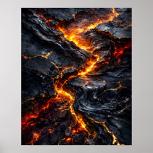 Abstraktes Obsidian-Lavastrom-Feuerkunst-Poster