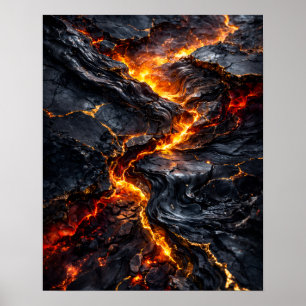 Abstraktes Obsidian-Lavastrom-Feuerkunst-Poster Poster