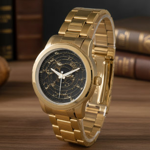 Abstraktes Obsidian-Uhrzifferblatt Armbanduhr