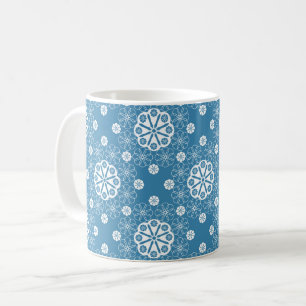 Abstraktes offenes Blumenmuster in Hellblau Kaffeetasse