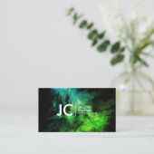 Abstraktes Öl-Malerei-berufliches Monogramm-Grün Visitenkarte (Stehend Vorderseite)