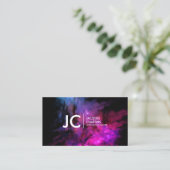 Abstraktes Öl-Malerei-berufliches Monogramm-Rosa Visitenkarte (Stehend Vorderseite)