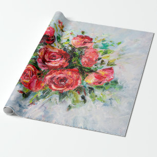 abstraktes Ölbild eines schönen frischen Blumenstr Geschenkpapier