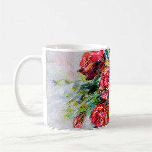 abstraktes Ölbild eines schönen frischen Blumenstr Kaffeetasse