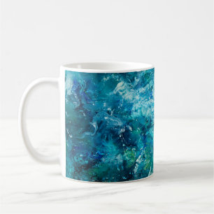 abstraktes Ölbild mit Wellen im Ozean oder im Meer Kaffeetasse