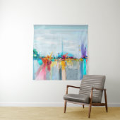 Abstraktes Ölgemälde Landschaft. Farbintensiver bl Wandteppich (Beispiel)