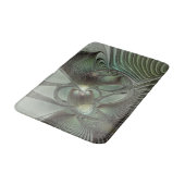 Abstraktes Olive Sage Green Grau Fraktal Art Fanta Badematte (Schrägansicht)