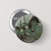 Abstraktes Olive Sage Green Grau Fraktal Art Fanta Button (Vorne & Hinten)