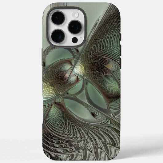 Abstraktes Olive Sage Green Grau Fraktal Art Fanta Case-Mate iPhone Hülle (Rückseite)