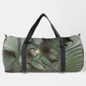 Abstraktes Olive Sage Green Grau Fraktal Art Fanta Duffle Bag (Rückseite)