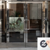 Abstraktes Olive Sage Green Grau Fraktal Art Fanta Fensteraufkleber (Büro Tür)