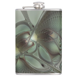 Abstraktes Olive Sage Green Grau Fraktal Art Fanta Flachmann