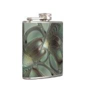 Abstraktes Olive Sage Green Grau Fraktal Art Fanta Flachmann (Rechts)