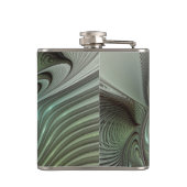 Abstraktes Olive Sage Green Grau Fraktal Art Fanta Flachmann (Rückseite)