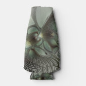 Abstraktes Olive Sage Green Grau Fraktal Art Fanta Flaschenkühler (Vorderseite)