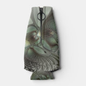 Abstraktes Olive Sage Green Grau Fraktal Art Fanta Flaschenkühler (Rückseite)