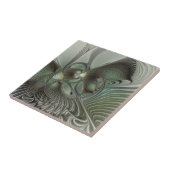 Abstraktes Olive Sage Green Grau Fraktal Art Fanta Fliese (Seite)