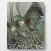 Abstraktes Olive Sage Green Grau Fraktal Art Fanta Fotoplatte (Vorderseite)