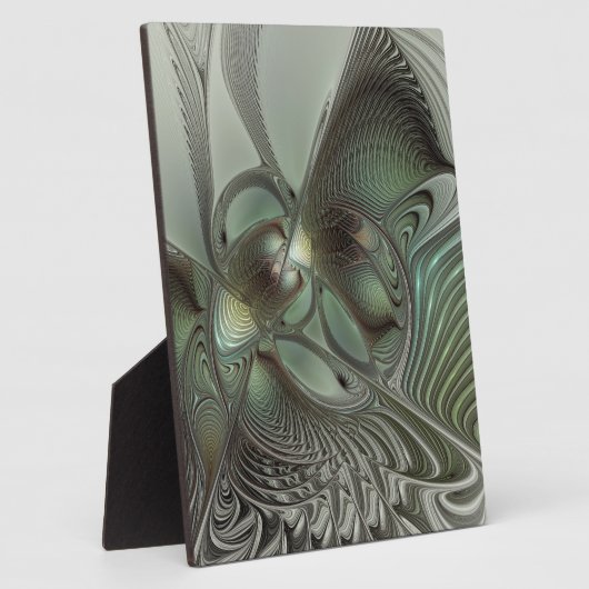 Abstraktes Olive Sage Green Grau Fraktal Art Fanta Fotoplatte (Seite)