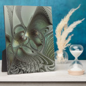 Abstraktes Olive Sage Green Grau Fraktal Art Fanta Fotoplatte (Seite)