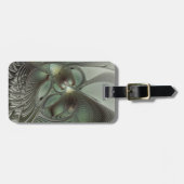 Abstraktes Olive Sage Green Grau Fraktal Art Fanta Gepäckanhänger (Vorderseite horizontal)