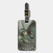 Abstraktes Olive Sage Green Grau Fraktal Art Fanta Gepäckanhänger (Vorderseite vertikal)