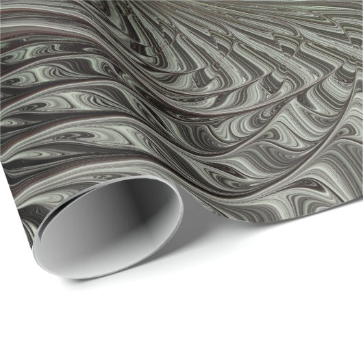 Abstraktes Olive Sage Green Grau Fraktal Art Fanta Geschenkpapier (Rolleneckpunkt)