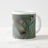 Abstraktes Olive Sage Green Grau Fraktal Art Fanta Jumbo-Tasse (Vorderseite Rechts)