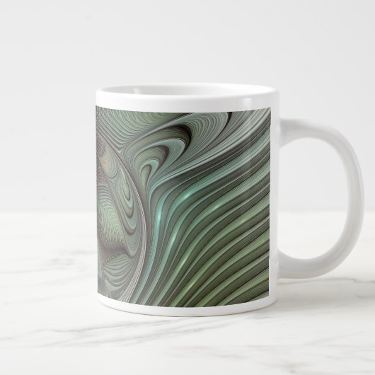 Abstraktes Olive Sage Green Grau Fraktal Art Fanta Jumbo-Tasse (Rechts)