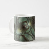 Abstraktes Olive Sage Green Grau Fraktal Art Fanta Kaffeetasse (Vorderseite Links)