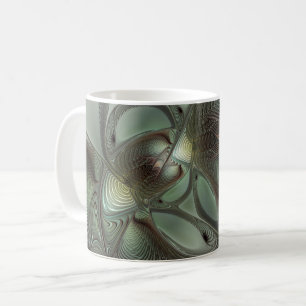 Abstraktes Olive Sage Green Grau Fraktal Art Fanta Kaffeetasse